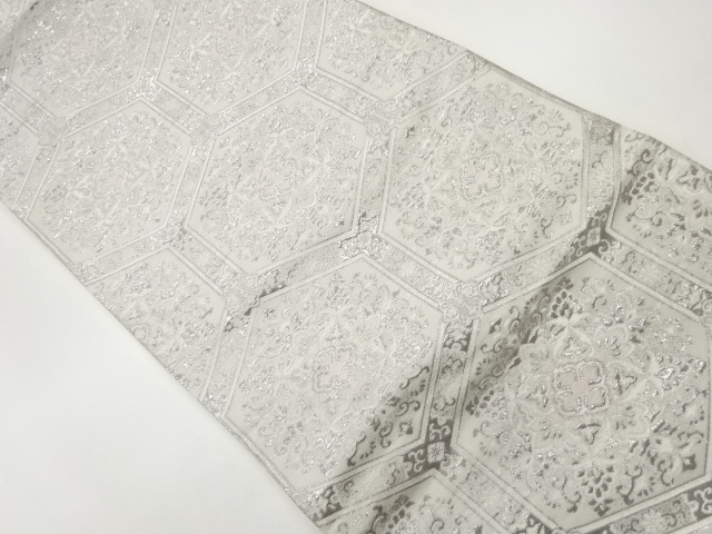 亀甲に華紋模様織出し袋帯